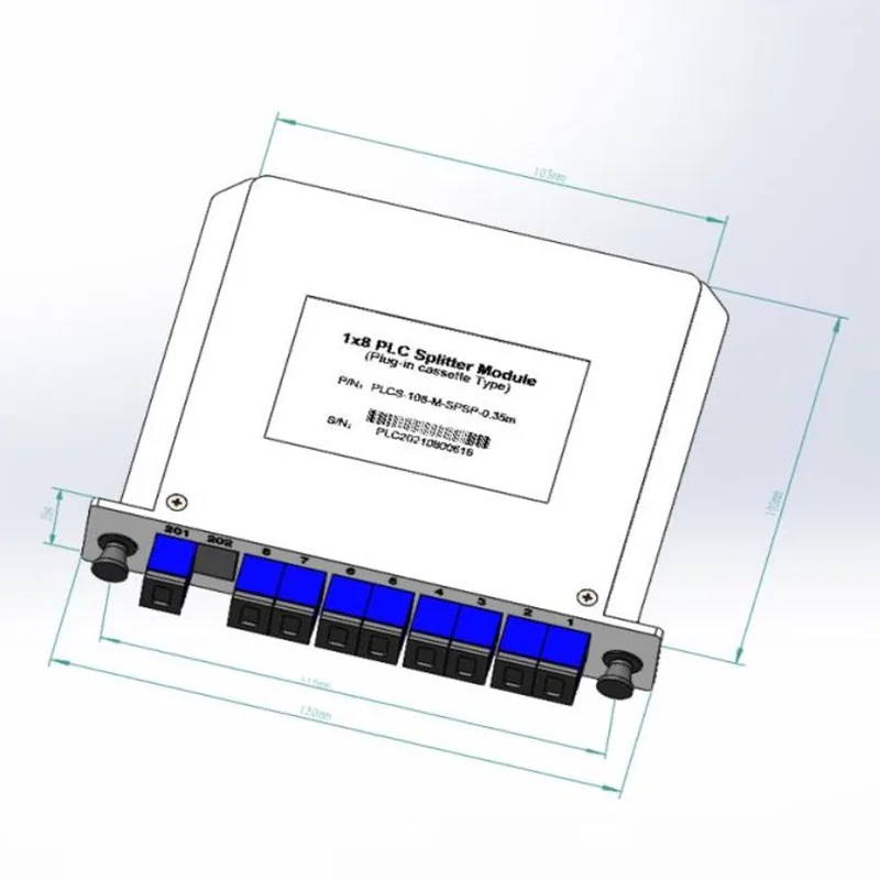 I-1 * 4 1 * 8 plc plug-in cassette splitter